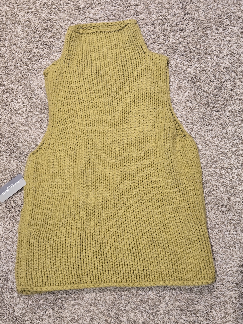 Kate Hill Olive Green Knit Sleeveless Turtleneck Sweater Vest